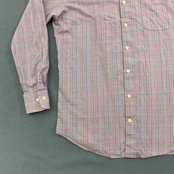 Peter Millar Button Down Shirt Mens Medium Cotton Tattersall Plaid Long Sleeve - Picture 2 of 16